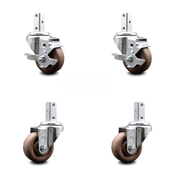 Service Caster 3.5 Inch High Temp Glass Filled Nylon 3/4 Inch Square Stem Caster Brakes, 2PK SCC-SQ20S3514-GFNSHT-TLB-34-2-S-2 - main